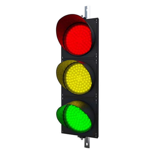 Ampel rot/gelb/grün mit LED-Modulen in der Größe einer Verkehrsampel und einstellbarer Halterung